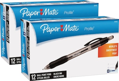 BOGO Paper Mate® Profile Retractable Ballpoint Pen, Bold Point 1.4 mm, Black