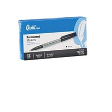 Quill Brand® Permanent Markers, Ultra Fine Point, Black, 1 Dozen (787701)