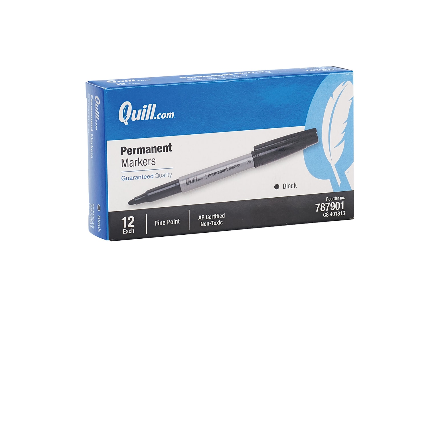 Quill Brand® Permanent Markers, Fine Tip, Black, 12/Pack (787901)