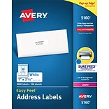 Avery Easy Peel Laser Address Labels, 1 x 2 5/8, White, 30 Labels/Sheet, 100 Sheets/Pack, 3000 Lab