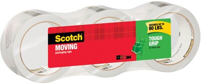 Scotch® Tough Grip Moving Packaging Tape, 1.88" x 43.7 yd., 3 Rolls (3500-40-3)