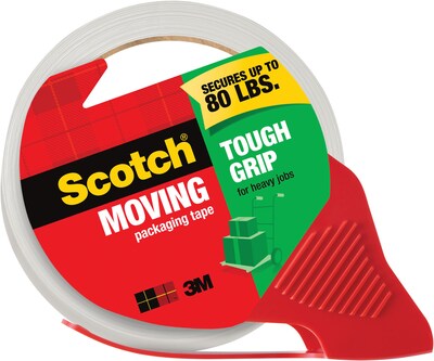 Scotch® Tough Grip Moving Packing Tape with Dispenser, 1.88 x 38.2 yds., Clear (3500S-RD)