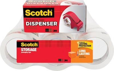Scotch Long Lasting Storage Packing Tape with Dispenser, 1.88 x 54.6 yds., Clear, 6/Pack (36506DP3)