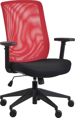 Gene High Back Task Chair, Black Fabric Seat with Red Mesh Back