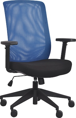 Gene High Back Task Chair, Black Fabric Seat with Blue Mesh Back