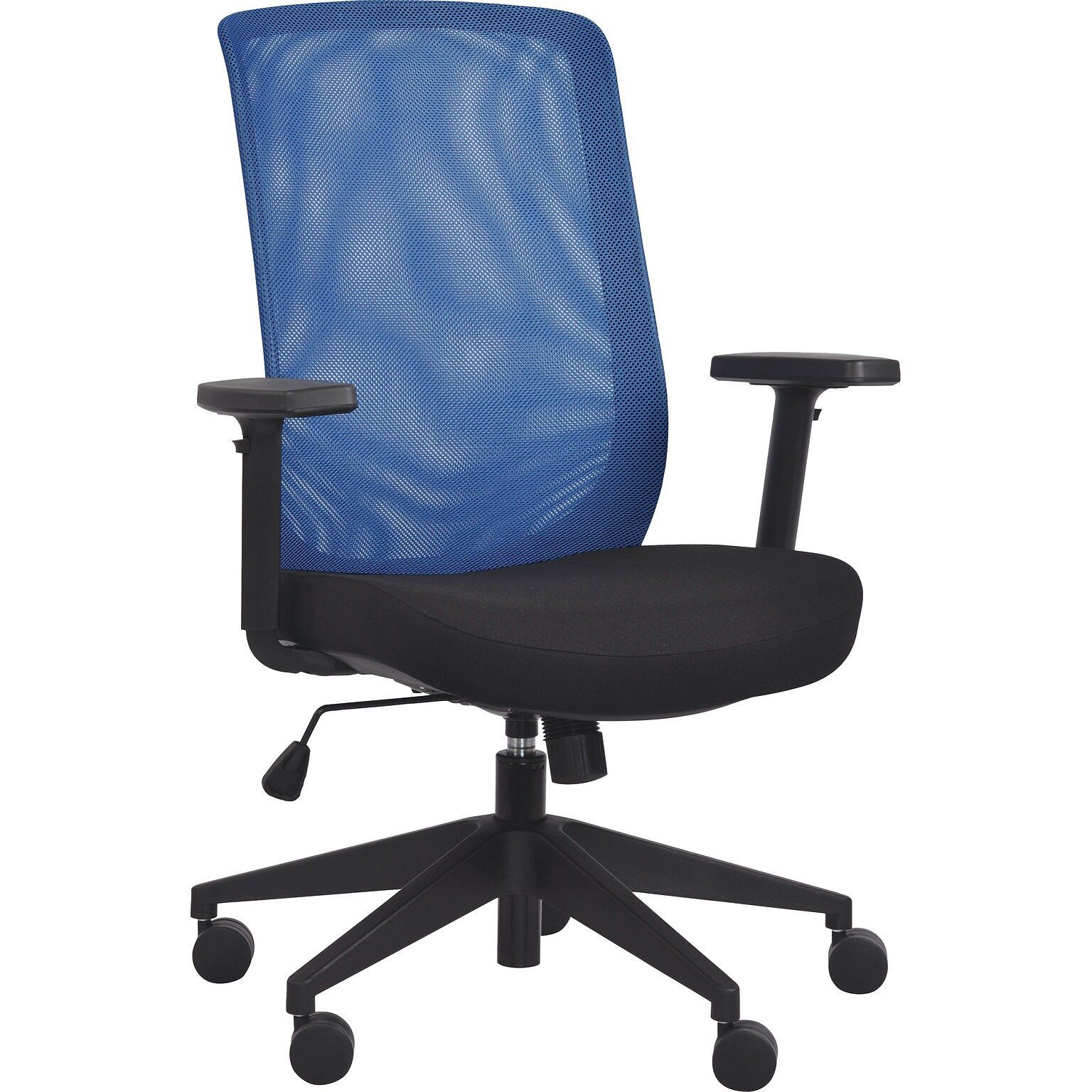 Gene High Back Task Chair, Black Fabric Seat with Blue Mesh Back