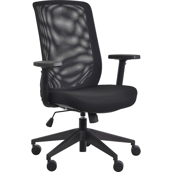 Gene High Back Task Chair, Black Fabric Seat with Black Mesh Back