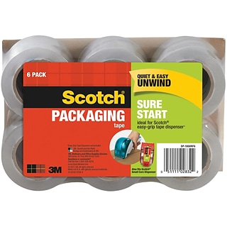 Scotch® Sure Start Shipping Packing Tape, 1.88 x 25 yds., Clear, 6 Rolls (DP-1000RF6)