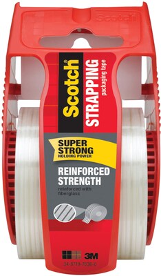 Scotch® Reinforced Strength Shipping Strapping Tape with Dispenser, 1.88" x 10 yds., Clear (50)