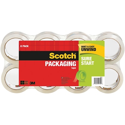 Scotch® Sure Start Shipping Packing Tape, 1.88 x 54.6 yds., Clear, 8 Rolls (3450-8)