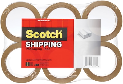 Scotch® Lightweight Shipping Packing Tape, 1.88W x 54.6 Yards, Tan, 6 Rolls (3350T-6)
