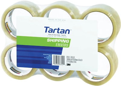 Tartan Shipping Packing Tape, 1.88 x 54.6 yds., Clear, 6 Rolls (3710-6)