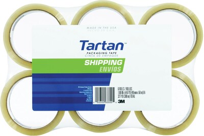 Tartan™ Shipping Packing Tape, 1.88 x 109.3 yds., Clear, 6 Rolls (3710L-6)