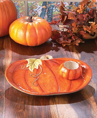 Ceramic Harvest Chip & Dip Plate