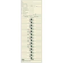 TOPS® Time Card, Weekly, Manila, #3200, Green Ink Front, Small pack, 100 CD/PK