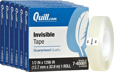 Quill Brand® Invisible Tape, 1/2 x 36 yds., 6 Rolls (CD7650016PK)