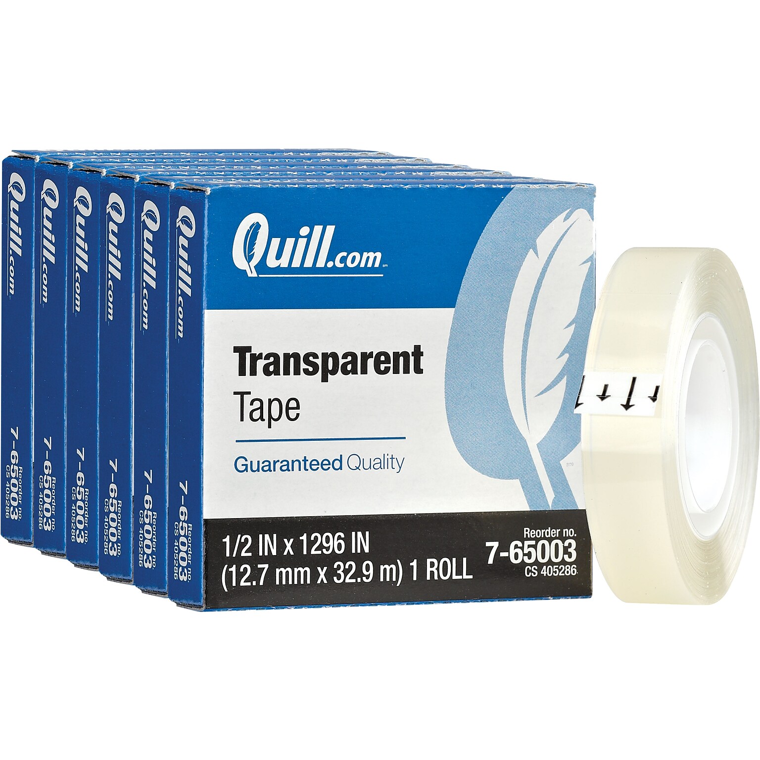 Quill Brand® Transparent Tape,  1/2 x 36 yds., 6 Rolls (765003)