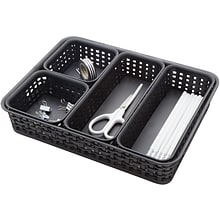 Advantus Plastic Weave Bins, Black, 5/Pack (37530)