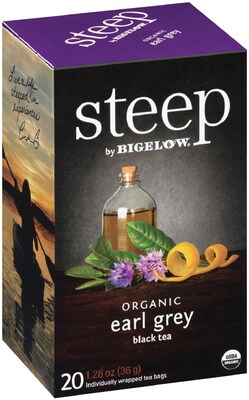 Steep by Bigelow Organic Earl Grey Black Tea, 20 Tea Bags/Box (RCB17700)