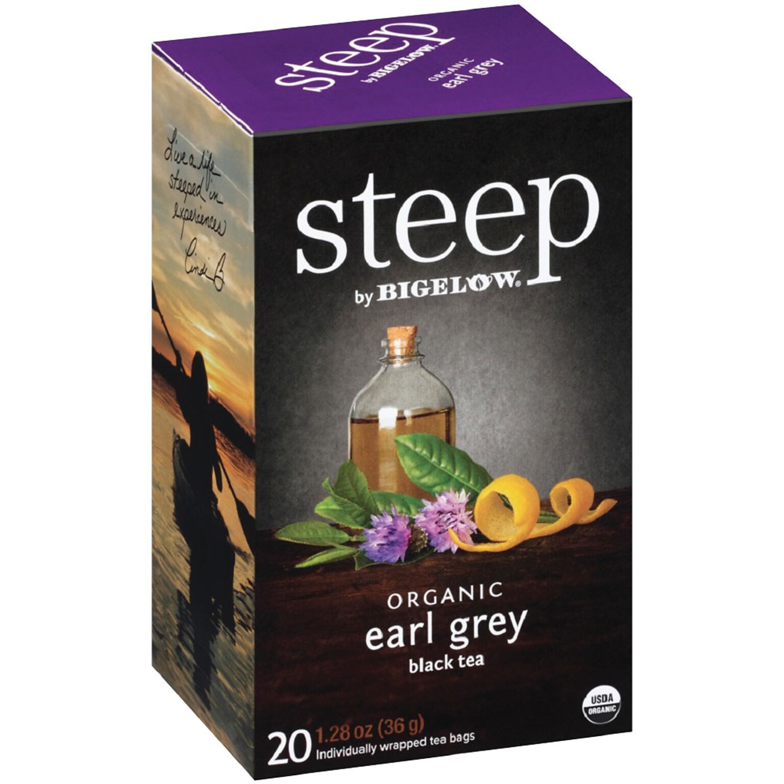 Steep by Bigelow Organic Earl Grey Black Tea, 20 Tea Bags/Box (RCB17700)