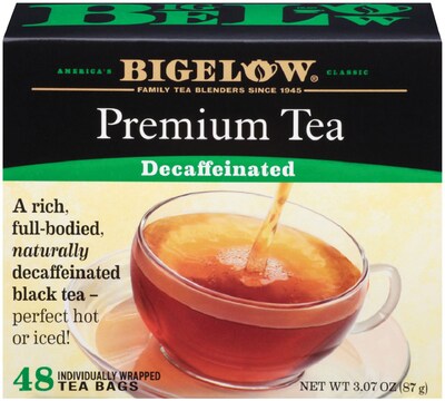 Bigelow Premium Decaf Black Tea, Decaffeinated Black Tea, 48 Tea Bags/Box (RCB00356)