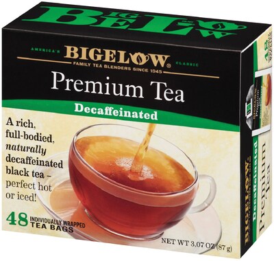 Bigelow Premium Decaf Black Tea, Decaffeinated Black Tea, 48 Tea Bags/Box (RCB00356)