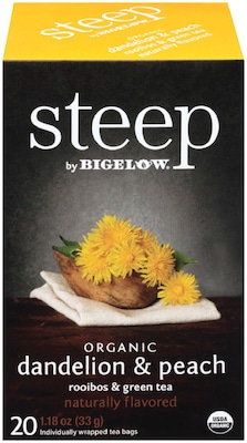 Bigelow Steep Dandelion & Peach Green & Rooibos Tea Bags, 20/Box (17715)