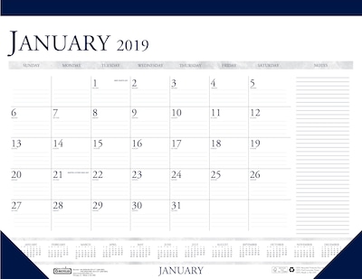 House of Doolittle 2019 Monthly Two Color With Notes Desk Pad Calendar 18.5 x 13 Inches (HOD1646)
