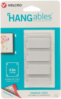 Velcro HANGables Removable Small Wall Fasteners, White, 8/Pack (95185)