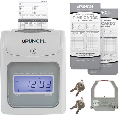 uPunch™ Electronic Calculating Auto-Align Punch Card Time Clock (HN6200)