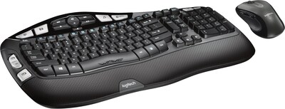 Logitech MK550 Wireless Desktop Wave Keyboard and Mouse Combo, Black (920-002555)