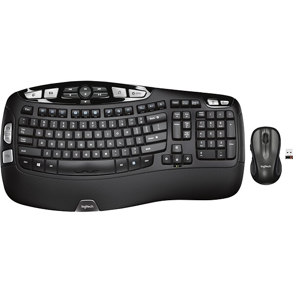 Logitech MK550 Optical Wireless Desktop Wave Keyboard and Laser Mouse Combo, Black (920-002555/0264)