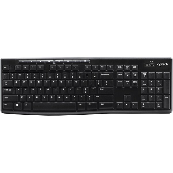 Logitech K270 USB Wireless Keyboard, Black (920-003051)