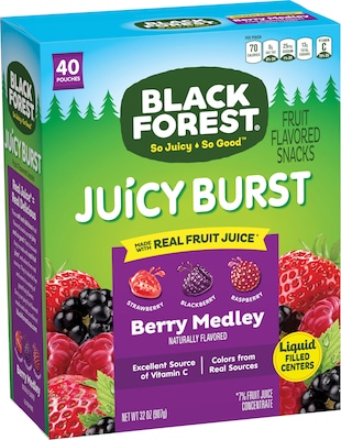 Black Forest Juicy Burst Berry Mix Fruit Snacks, 32 oz., 40 Packs/Box (FER02067)