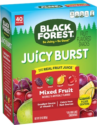 Black Forest Juicy Burst Low Fat Mixed Fruit Snacks, 32 oz, 40 Packs/Box (FER47149)