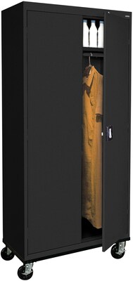 Sandusky Elite 78"H Transport Mobile Wardrobe Steel Cabinet with 2 Shelves, Black (TAWR362472-09)