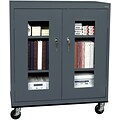 Sandusky See Thru 48H Transport Mobile Clearview Counter Height Cabinet with 3 Shelves, Charcoal (TA2V362442-02)