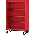 Sandusky® Elite 58 4-Shelf Welded Mobile Bookcase, Red (BM30361852-01)