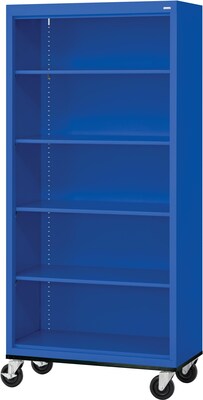 Sandusky® Elite 78" 5-Shelf Welded Mobile Bookcase, Blue (BM40361872-06)