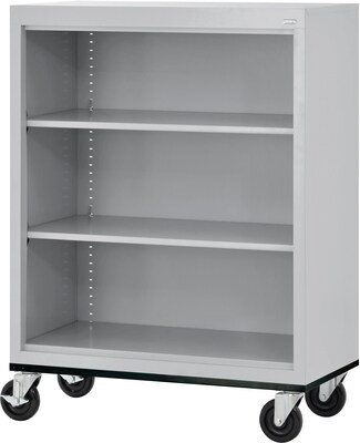 Sandusky 48" 3-Shelf Metal Mobile Bookcase, Dove Gray (BM20361842-05)