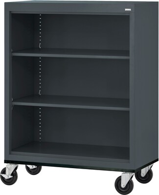 Sandusky 48 3-Shelf Metal Mobile Bookcase, Charcoal (BM20361842-02)