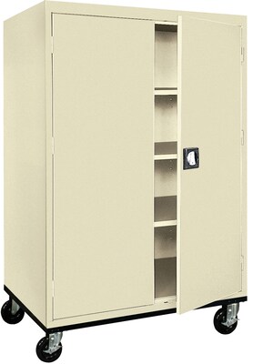 Sandusky 60 Transport Mobile Steel storage Cabinet with 4 Shelves, Putty (TA3R462460-07)