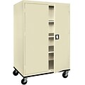 Sandusky 60 Transport Mobile Steel storage Cabinet with 4 Shelves, Putty (TA3R462460-07)
