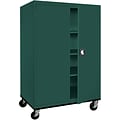 Sandusky 60 Transport Mobile Steel storage Cabinet with 4 Shelves, Forest Green (TA3R462460-08)