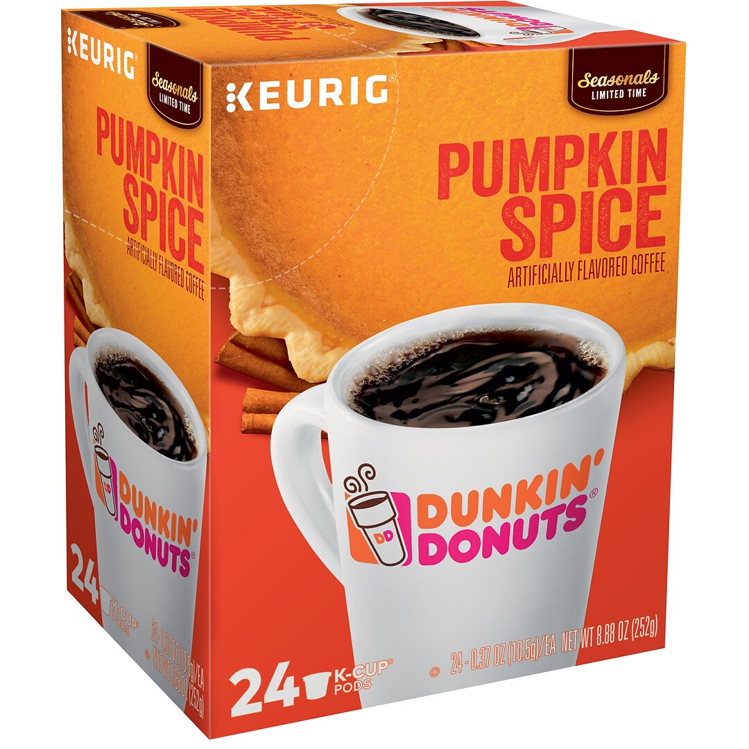 Dunkin Donuts Pumpkin Spice Coffee Keurig K Cup Pods Medium Roast 24 Box 5000202812 Quill Com