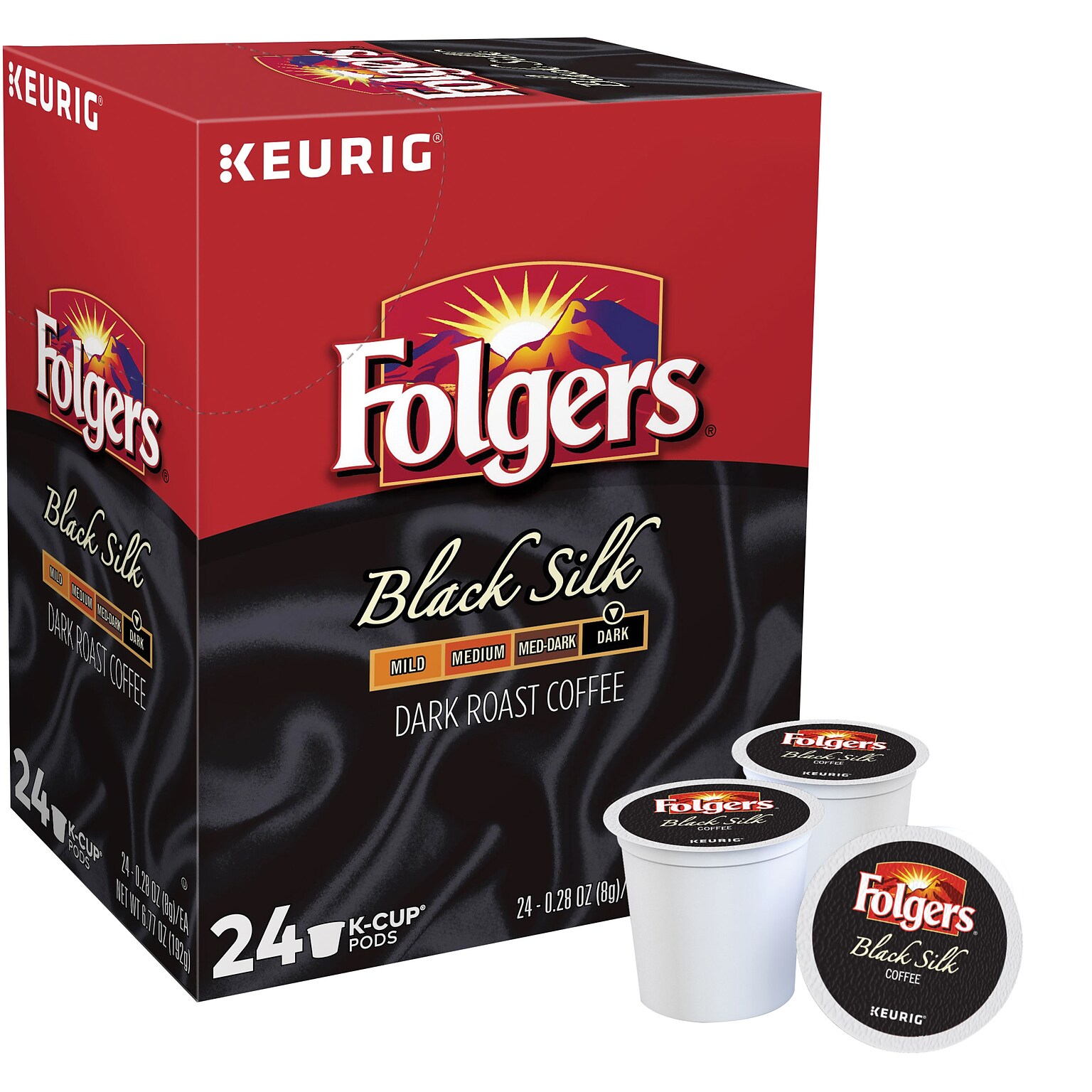 Folgers Black Silk Coffee Keurig® K-Cup® Pods, Dark Roast, 24/Box (6662)