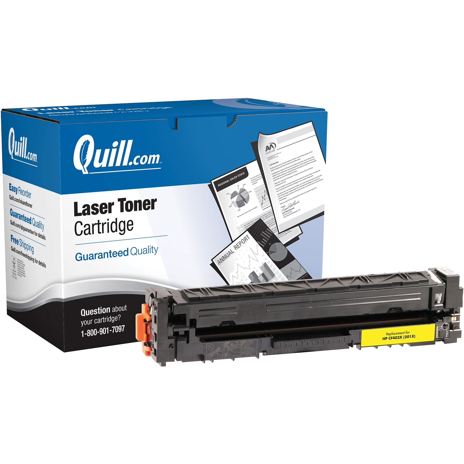 Quill Brand® Remanufactured Yellow High Yield Toner Cartridge Replacement for HP 201X (CF402X) (Lifetime Warranty)