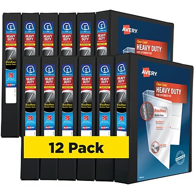 Avery Heavy Duty 1 3-Ring View Binder, Black, 12/Pack (79699CT)