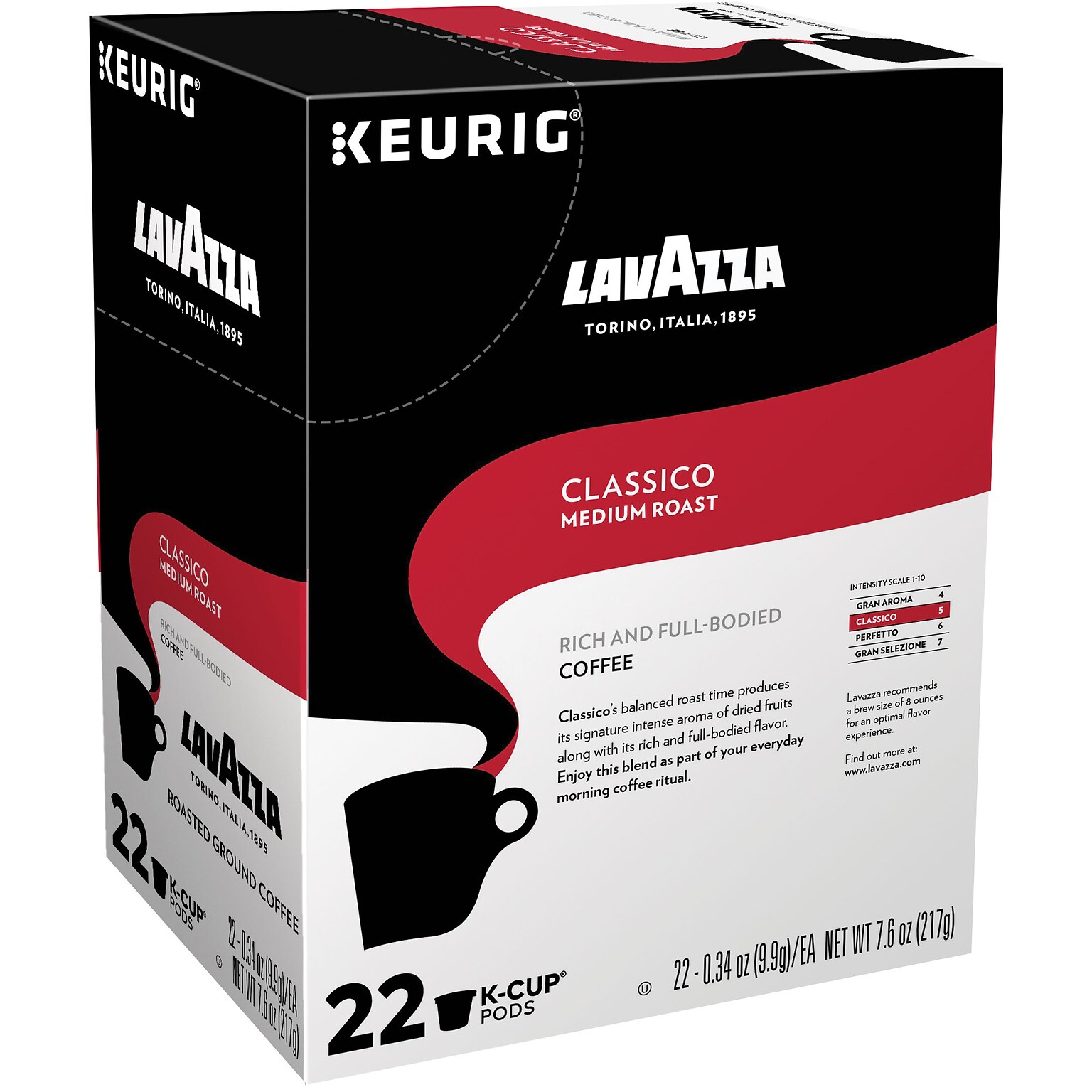 Lavazza Classico Coffee, Keurig KCup Pods, Medium Roast, 22/Box (6001