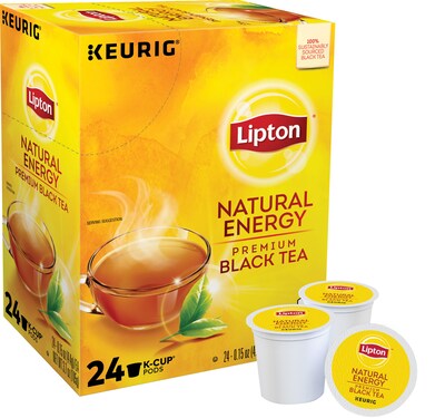 Lipton Natural Energy Premium Black Tea, Keurig® K-Cup® Pods, 24/Box